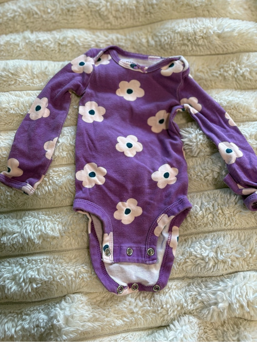 Carter's Purple Floral Long Sleeve Baby Bodysuit